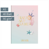 Hausaufgabenheft Sunny Ocean | A5, 48 Blatt, gold/mehrfarbig, pastell