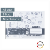 Star-Notenheft | A5 quer, Notenlineatur, 8 Blatt, weiß