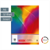Schulheft | A6, Lineatur 51, 32 Blatt, mehrfarbig
