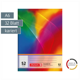 Schulheft | A6, Lineatur 52, 32 Blatt, mehrfarbig
