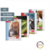 Hausaufgabenheft Für clevere Faule „Tiere“ | A5, 56 Blatt, sortiert