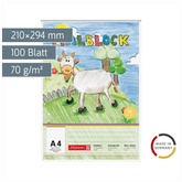Malblock gelocht | A4, 100 Blatt, mehrfarbig