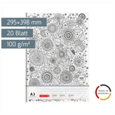 Zeichenblock „Floral“ ZENart | A3, 20 Blatt, weiß/schwarz