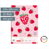 Zeichenblock Fruity Love | A3, 20 Blatt, rosa/rot