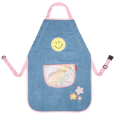 Kinderschürze Happy Hippie | jeansblau/mehrfarbig, pastell