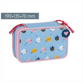 Federmäppchen „Cats“ | 3 Reißverschlüsse, hellblau