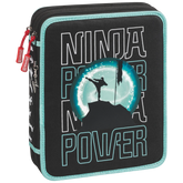 Federmäppchen XXL Ninja Power | 2 Reißverschlüsse, türkis/schwarz
