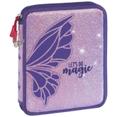 Federmäppchen XXL Magic Butterfly | 2 Reißverschlüsse, rosarot/lila