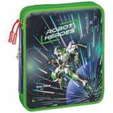 Federmäppchen XXL Robot Heroes | 2 Reißverschlüsse, dunkelblau/grün