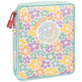 Federmäppchen XXL Happy Hippie | 2 Reißverschlüsse, mehrfarbig, pastell