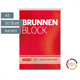 Briefblock „BRUNNEN-Block“ | A5, Lineatur 5, 50 Blatt, rot