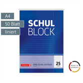 Schulblock gelocht | A4, Lineatur 25, 50 Blatt, blau