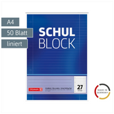 Schulblock gelocht | A4, Lineatur 27, 50 Blatt, blau