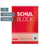 Schulblock gelocht | A4, Lineatur 28, 50 Blatt, rot