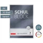Schulblock Premium | A4, Lineatur 7, 50 Blatt, grau