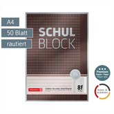 Schulblock Premium | A4, Lineatur 8f, 50 Blatt, grau