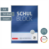 Schulblock Premium | A4, Lineatur 21, 50 Blatt, blau