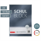 Schulblock Premium | A4, Lineatur 22, 50 Blatt, grau