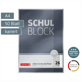 Schulblock Premium | A4, Lineatur 26, 50 Blatt, grau