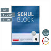Schulblock Premium | A4, Lineatur 27, 50 Blatt, blau