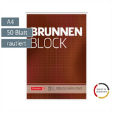 Briefblock „BRUNNEN-Block“ | A4, Lineatur 23, 50 Blatt, braun