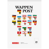 Briefblock „Wappen-Post“ gelocht | A4, Lineatur 20, 50 Blatt, mehrfarbig
