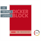 Briefblock „Dicker Block“ gelocht | A4, Lineatur 20, 100 Blatt, rot