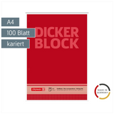 Briefblock „Dicker Block“ gelocht | A4, Lineatur 22, 100 Blatt, rot