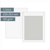 Versandtaschen mit Kartonrückwand | 250×353 mm, B4, 120 g/m², weiß, 5 Stück