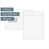 Versandtaschen mit Fenster | 162×229 mm, C5, 90 g/m², weiß, 5 Stück