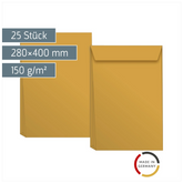 Versandtaschen mit Faltboden | 280×400 mm, E4, 150 g/m², braun, 25 Stück