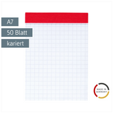 Notizblock | A7, kariert, 50 Blatt, rot