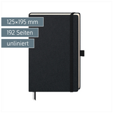 Notizbuch Kompagnon Klassik | A5, unliniert, Gummizugverschluss, schwarz