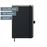 Notizbuch Kompagnon Klassik | A5, kariert, Gummizugverschluss, schwarz