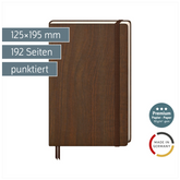 Notizbuch Premium Kompagnon „Nature“ | A5, punktiert, Gummizugverschluss, braun