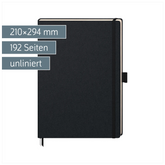 Notizbuch Kompagnon Klassik | A4, unliniert, Gummizugverschluss, schwarz