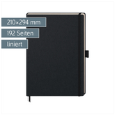 Notizbuch Kompagnon Klassik | A4, liniert, Gummizugverschluss, schwarz