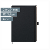 Notizbuch Kompagnon Klassik | A4, kariert, Gummizugverschluss, schwarz