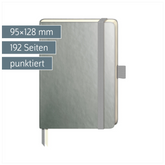 Notizbuch Kompagnon Metallic | A6, punktiert, Gummizugverschluss, silber