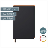 Notizbuch Premium „Neon“ | A5, punktiert, neonorange/schwarz