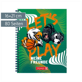 Freundebuch Sporty Animals | 16×21 cm, 80 Seiten, grün/mehrfarbig