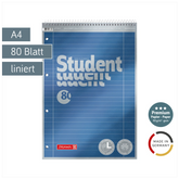 Collegeblock Premium Student Spirale oben | A4, Lineatur 27, 80 Blatt, blau