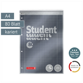 Collegeblock Premium Student Spirale oben | A4, Lineatur 28, 80 Blatt, anthrazit
