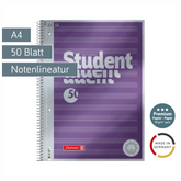 Collegeblock Premium Student „Noten“ | A4, Lineatur 14, 50 Blatt, violett