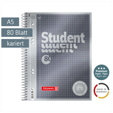 Collegeblock Premium Student | A5, Lineatur 5, 80 Blatt, anthrazit