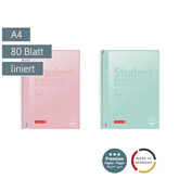 Collegeblock Premium Student „Pastell“ | A4, Lineatur 27, 80 Blatt, sortiert