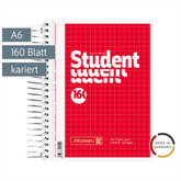 Collegeblock Student | A6, kariert, 160 Blatt, rot