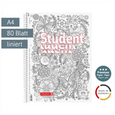 Collegeblock Premium Student „Schmetterling“ ZENart | A4, Lineatur 27, 80 Blatt, weiß