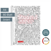 Collegeblock Premium Student „Papagei“ ZENart | A4, Lineatur 27, 80 Blatt, weiß
