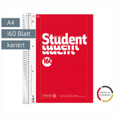 Collegeblock Student | A4, Lineatur 28, 160 Blatt, rot